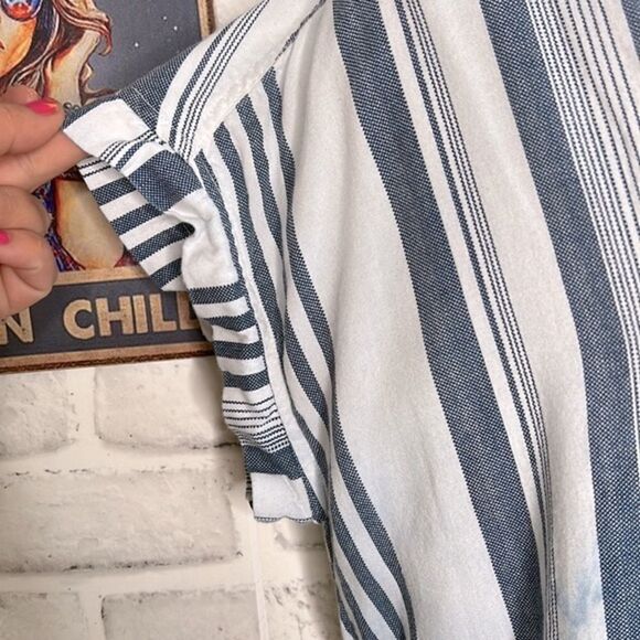 KC Khakis & Company Striped Ombre Button Down Shirt Y2K Grunge Boho Size Medium - Picture 4 of 9